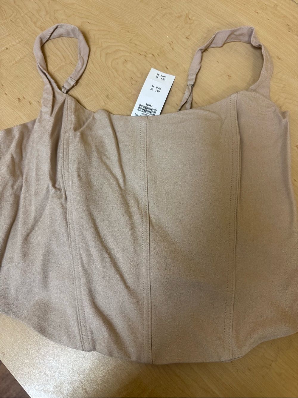 Abercrombie and Fitch Women's Square Neck Crop Tank Top in Nude. Large. NWT